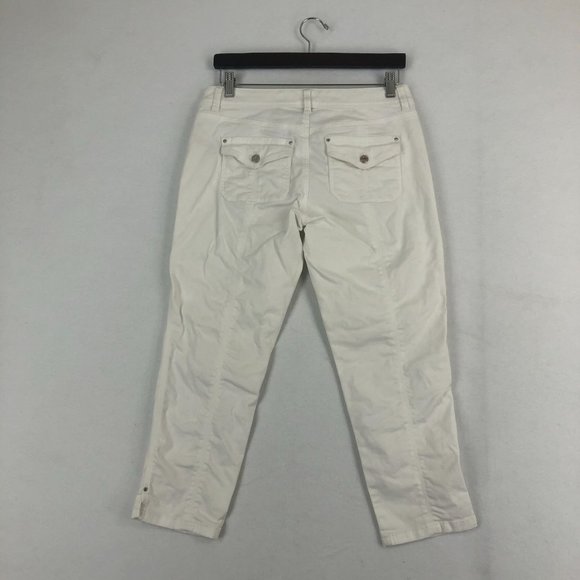 White House Black Market Women's Size 6 White Crop Leg Embroidered Stretch Jeans - Picture 2 of 12